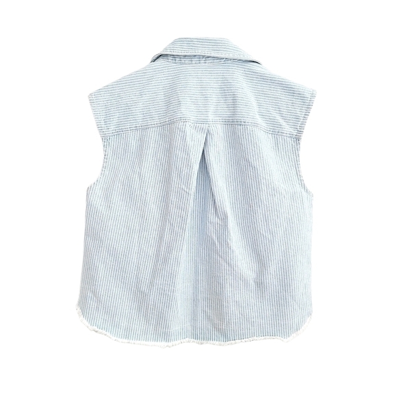NEW Zara Denim Blue Pin Stripe Vest - Picture 4 of 11